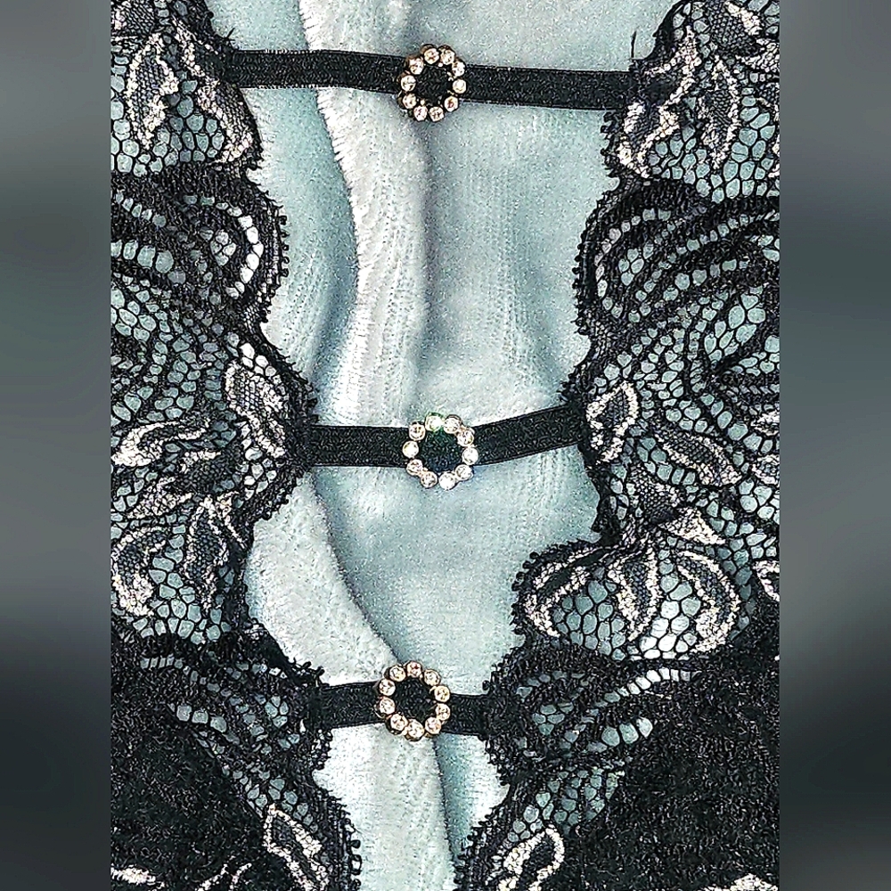 Black/ Silver Floral Teddy ( New No Tag)